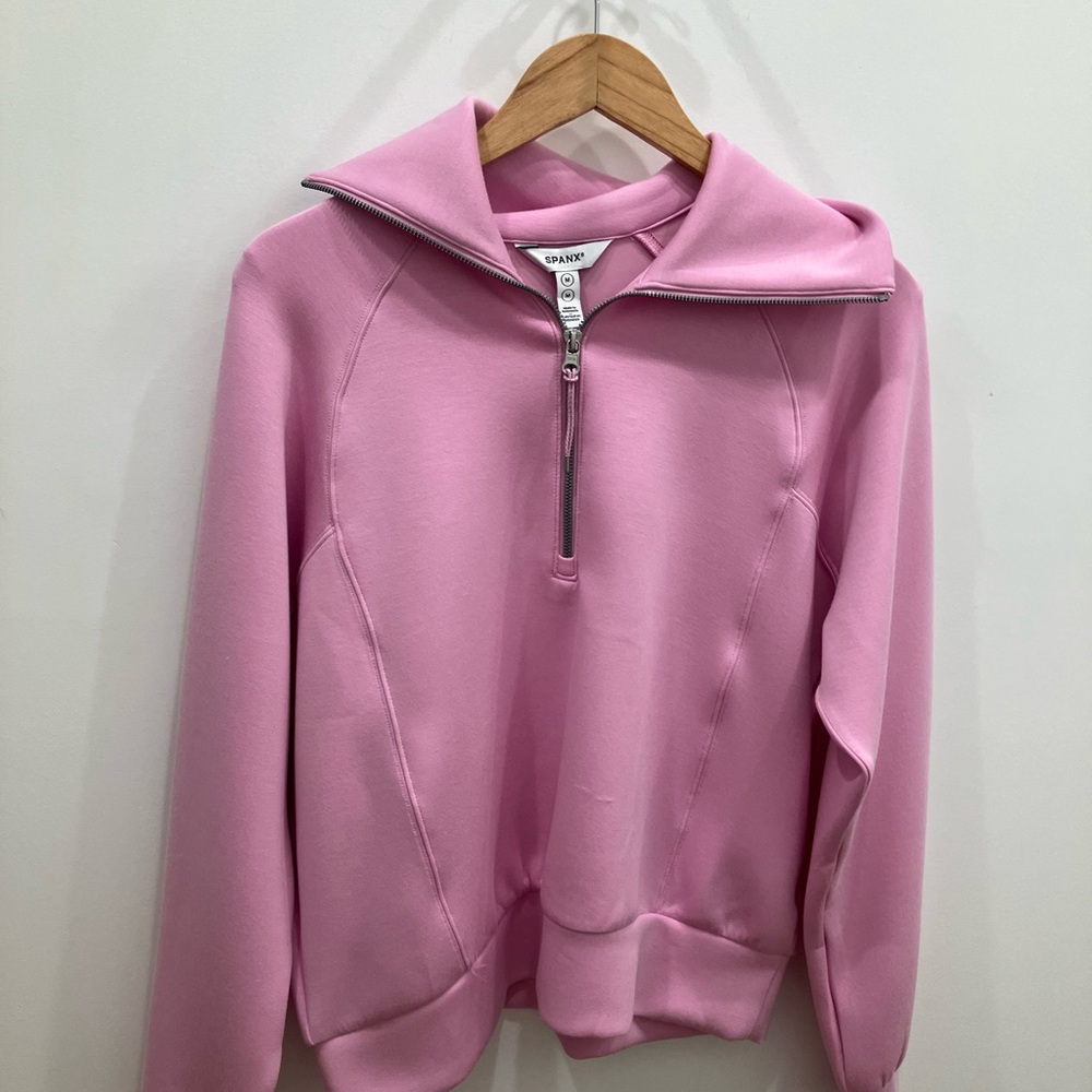 SPANX Pink Half-Zip Sweatshirt